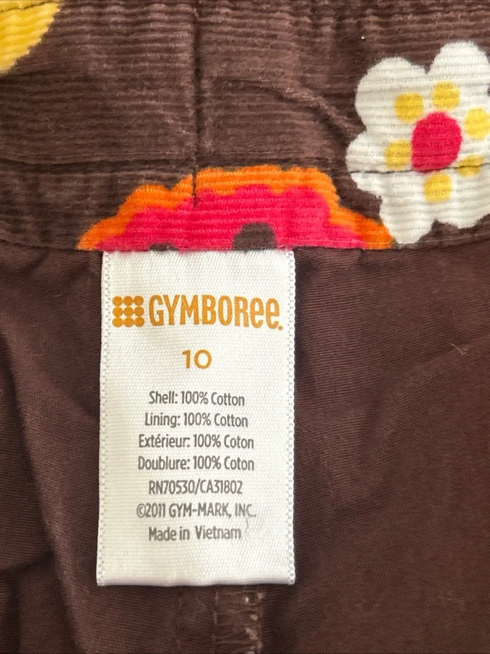 Vintage Gymboree Girls floral corduroy autumn skort size 10